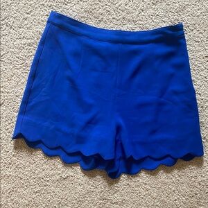 Double Zero High Waist Blue Shorts with Scalloped Hem